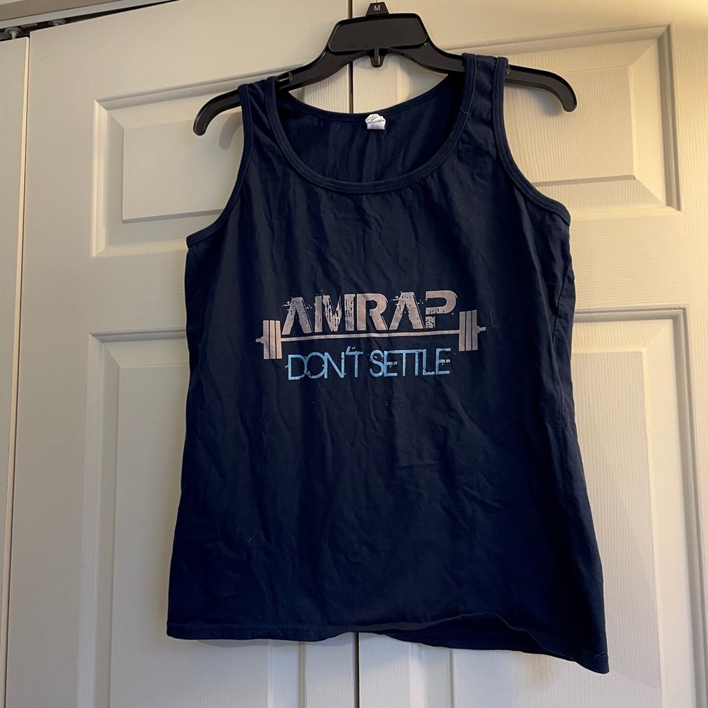 New Navy blue  tank top amrap Don’t settle.